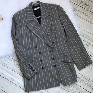 Vintage Valentino Miss V Suit Blazer Pencil Womens Medium Striped Herringbone
